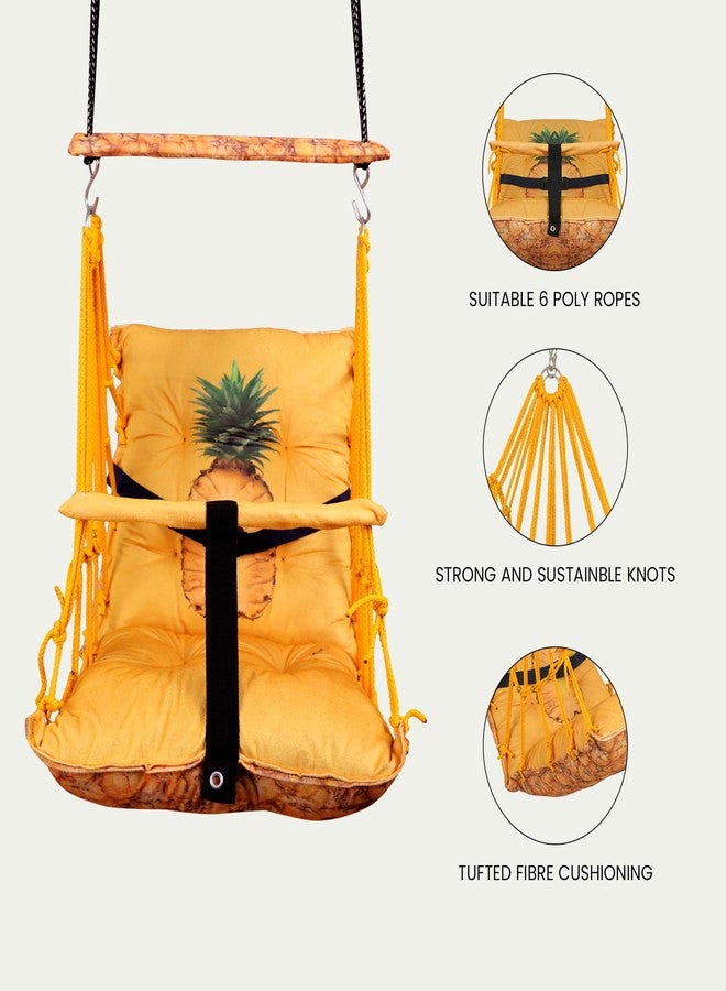 Boffle Cotton Baby Swing for Kids Children Folding and Washable, Child Gift Soft Jhula with Safety Belt Easy to Carry Safety Lock Cradle Chair, Jhula for Babies, Home Garden Hall, oonjel (Pineapple) - Image 5